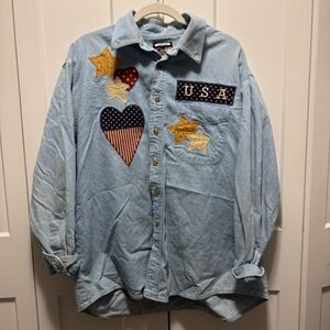 Three Rivers 90s USA Patched Denim Shirt